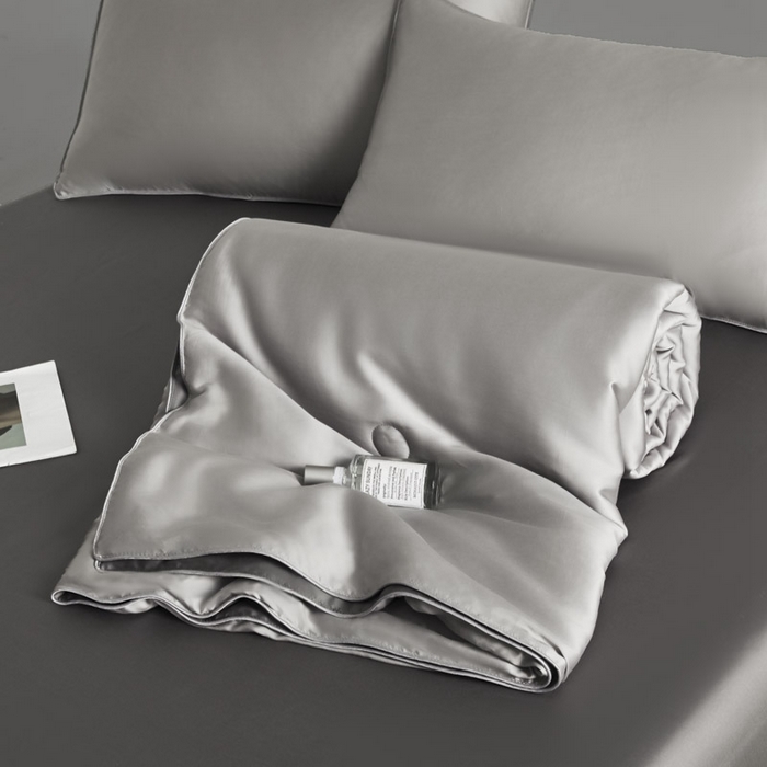 91家纺网 家纺一手货源 找家纺 AB家纺2025新品A类莱赛尔双拼50天丝空调夏被四件套 烟灰-摩登灰