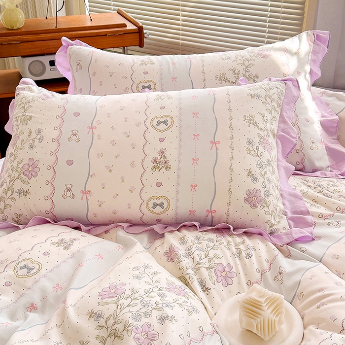 91家纺网 家纺一手货源 找家纺 佳一家纺 2025新款亲肤水洗棉四件套系列 遇见春天