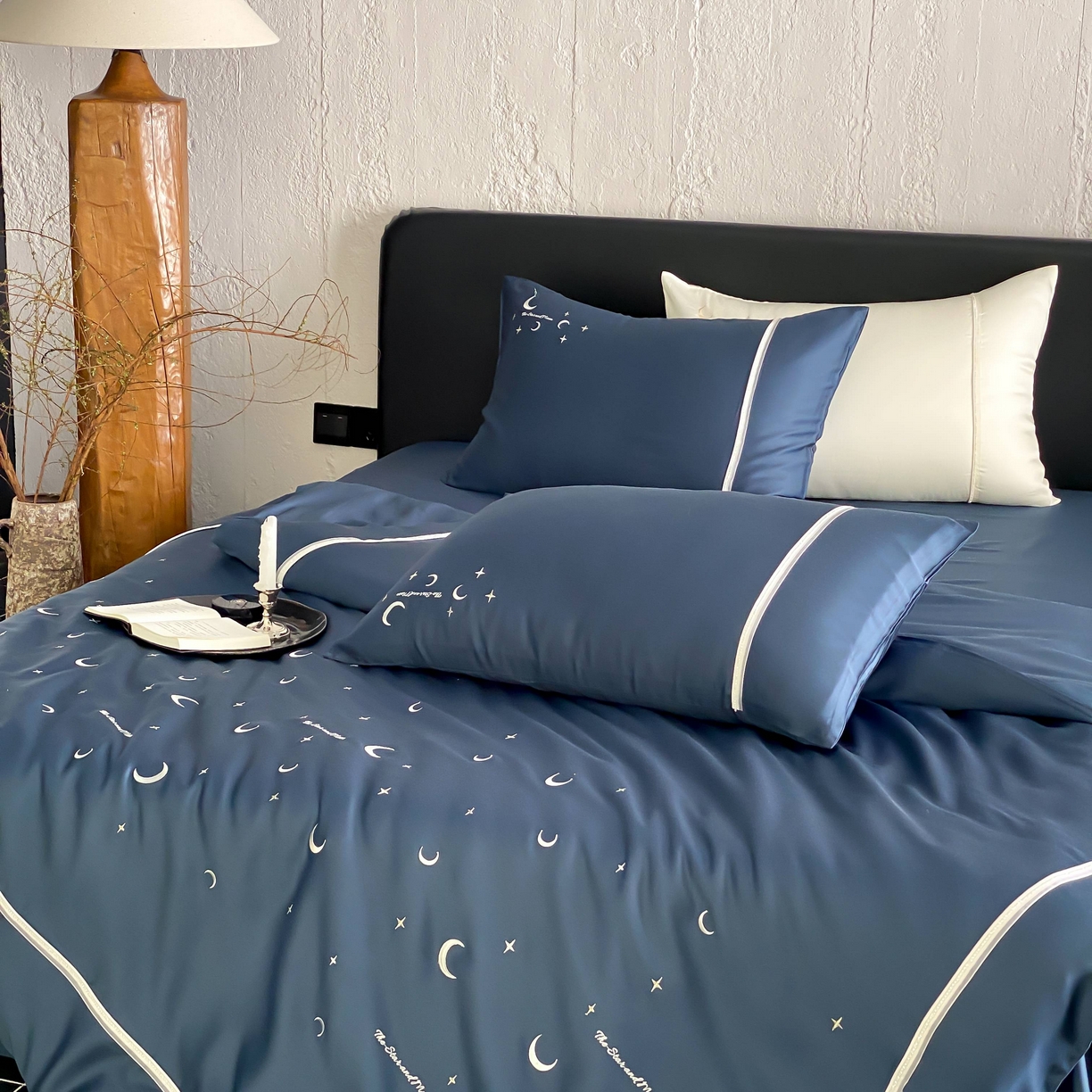 91家纺网 家纺一手货源 找家纺 MIU缪家居 2025春夏新款60支兰精天丝四件套-永夜星河 永夜星河-璀璨蓝