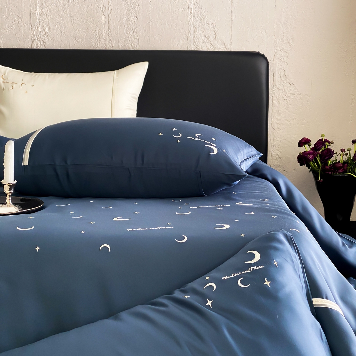 91家纺网 家纺一手货源 找家纺 MIU缪家居 2025春夏新款60支兰精天丝四件套-永夜星河 永夜星河-璀璨蓝