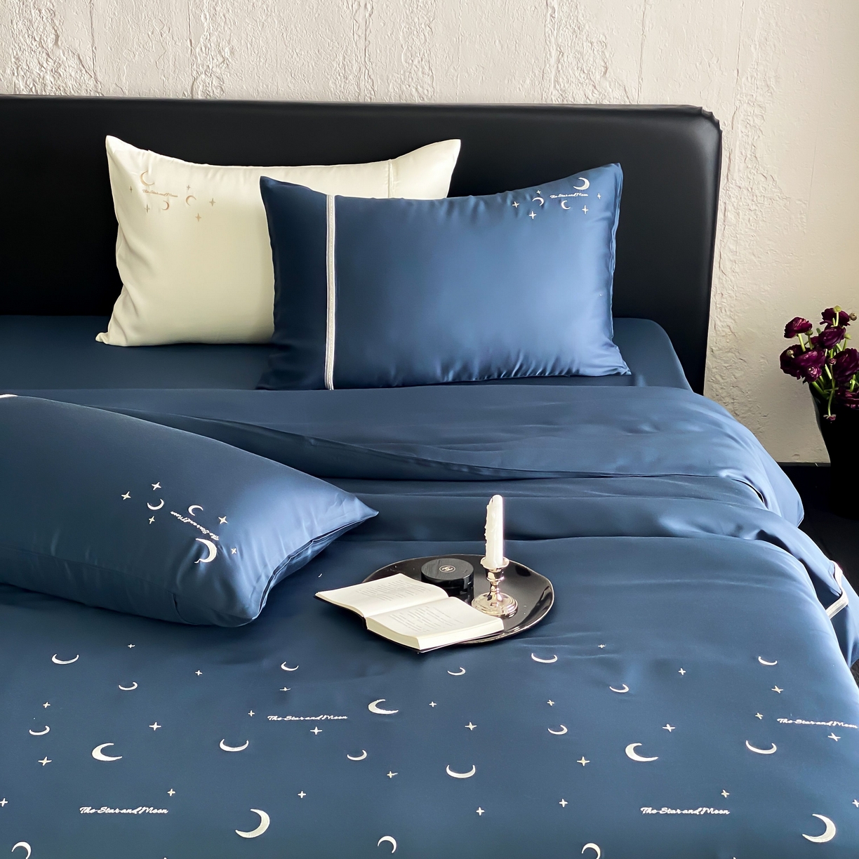 91家纺网 家纺一手货源 找家纺 MIU缪家居 2025春夏新款60支兰精天丝四件套-永夜星河 永夜星河-璀璨蓝