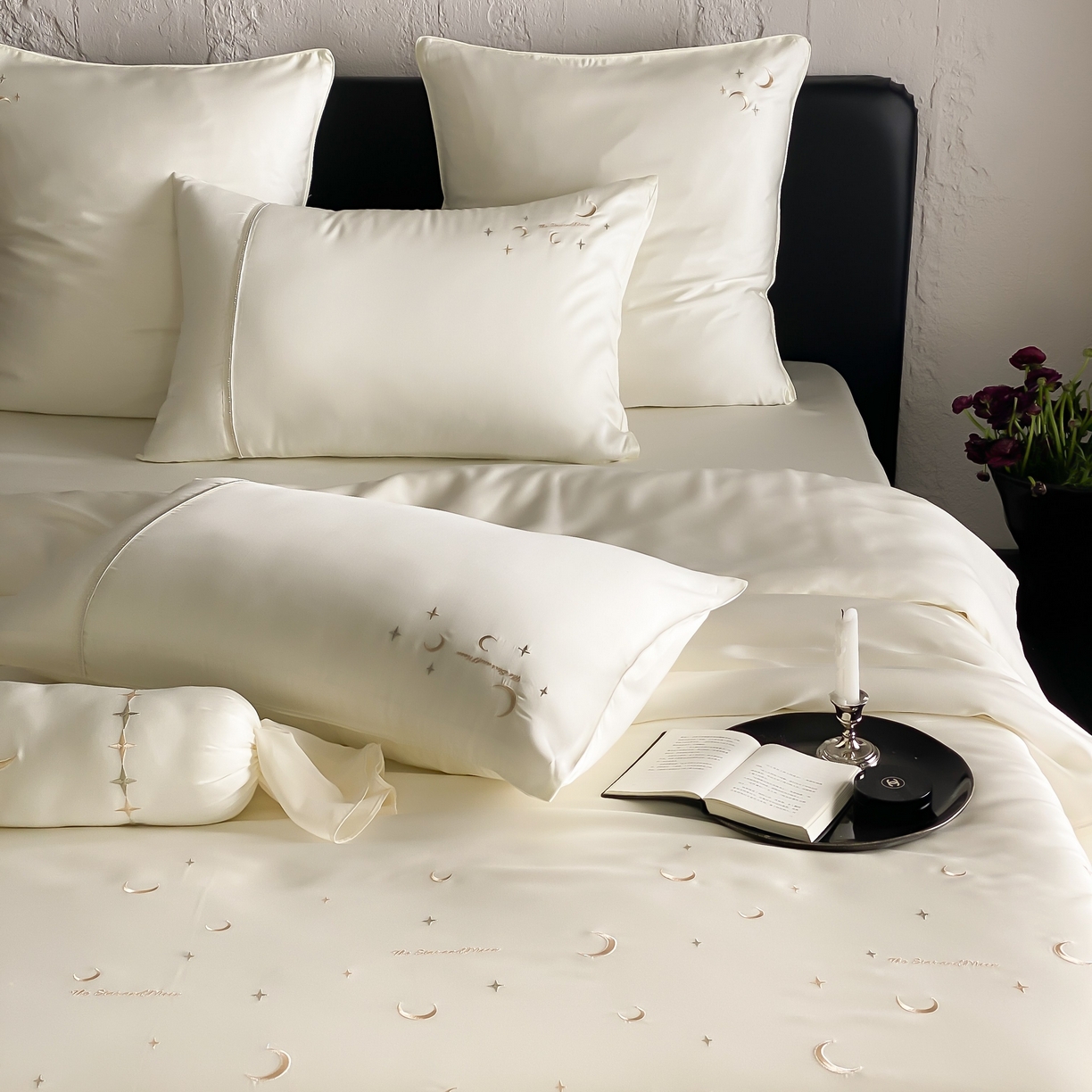 91家纺网 家纺一手货源 找家纺 MIU缪家居 2025春夏新款60支兰精天丝四件套-永夜星河 永夜星河-极光白