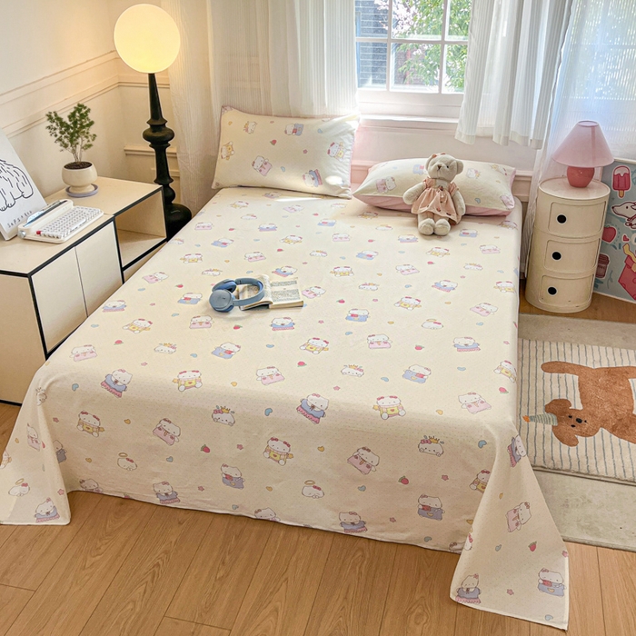 91家纺网 家纺一手货源 找家纺 （总）Sweet dreams甜梦 2025新款全棉纯棉小清新印花床单单品单床单床单单件