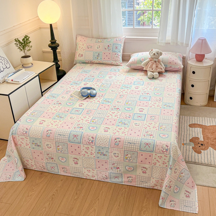 91家纺网 家纺一手货源 找家纺 （总）Sweet dreams甜梦 2025新款全棉纯棉小清新印花床单单品单床单床单单件