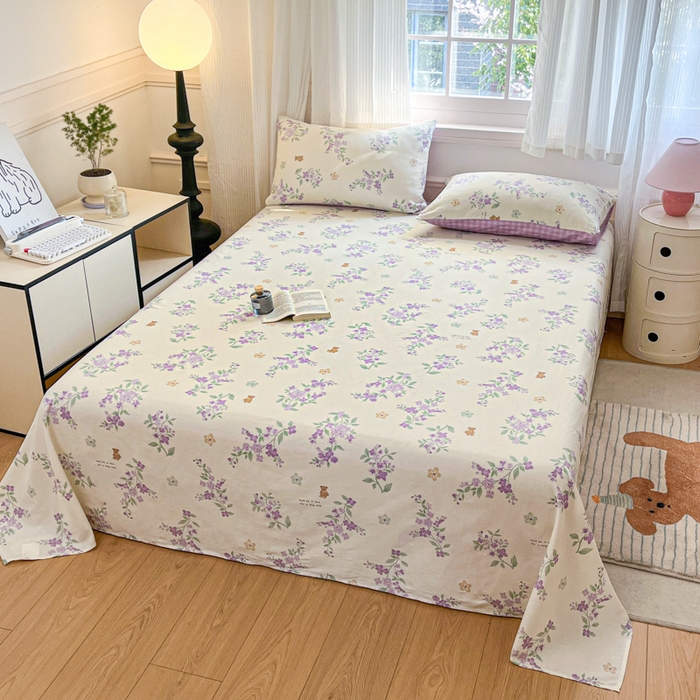 91家纺网 家纺一手货源 找家纺 （总）Sweet dreams甜梦 2025新款全棉纯棉小清新印花床单单品单床单床单单件