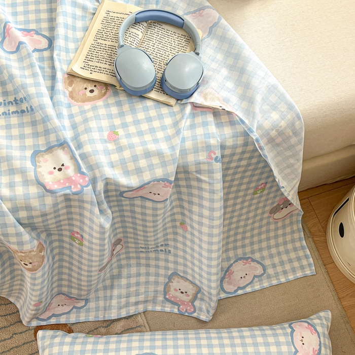 91家纺网 家纺一手货源 找家纺 Sweet dreams甜梦 2025新款全棉纯棉小清新印花床单单品单床单床单单件 格子狗狗