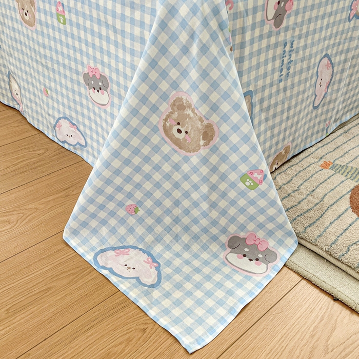 91家纺网 家纺一手货源 找家纺 Sweet dreams甜梦 2025新款全棉纯棉小清新印花床单单品单床单床单单件 格子狗狗