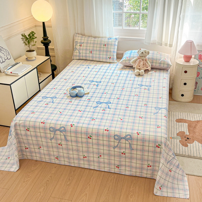 Sweet dreams甜梦 2025新款全棉纯棉小清新印花床单单品单床单床单单件 蝴蝶结樱桃