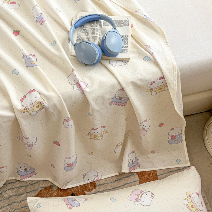 91家纺网 家纺一手货源 找家纺 Sweet dreams甜梦 2025新款全棉纯棉小清新印花床单单品单床单床单单件 草莓小猫