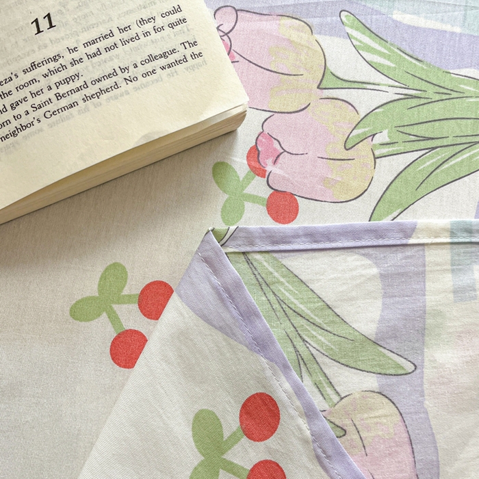 91家纺网 家纺一手货源 找家纺 Sweet dreams甜梦 2025新款全棉纯棉小清新印花床单单品单床单床单单件 郁金香小狗