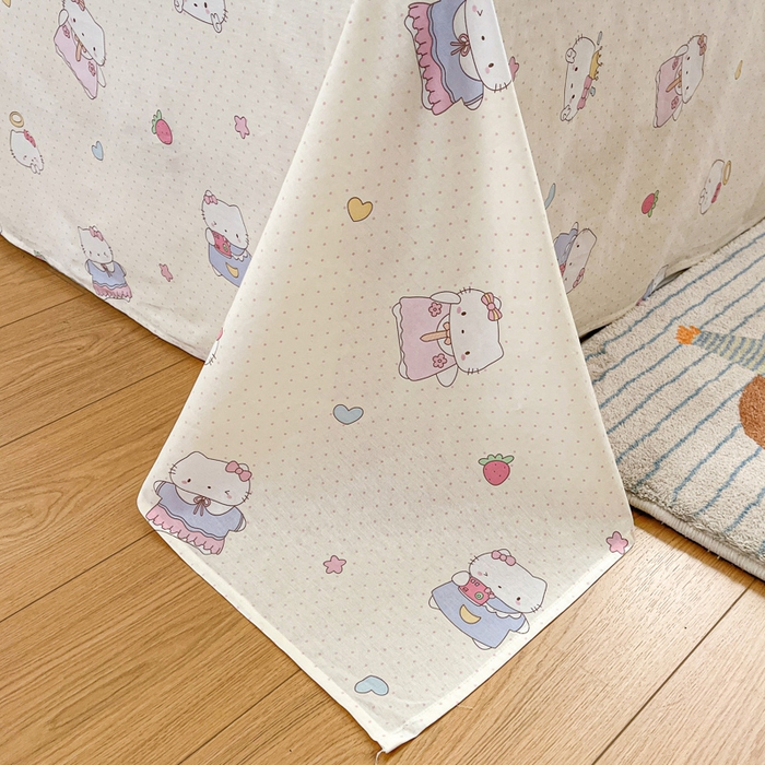 91家纺网 家纺一手货源 找家纺 Sweet dreams甜梦 2025新款全棉纯棉小清新印花床单单品单床单床单单件 草莓小猫