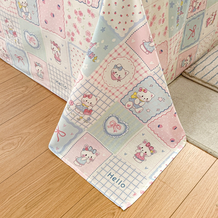 91家纺网 家纺一手货源 找家纺 Sweet dreams甜梦 2025新款全棉纯棉小清新印花床单单品单床单床单单件 格子猫猫