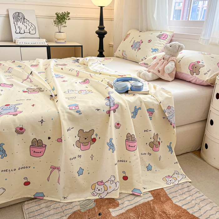 91家纺网 家纺一手货源 找家纺 Sweet dreams甜梦 2025新款全棉纯棉小清新印花床单单品单床单床单单件 动物派对