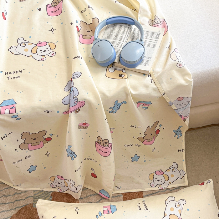 91家纺网 家纺一手货源 找家纺 Sweet dreams甜梦 2025新款全棉纯棉小清新印花床单单品单床单床单单件 动物派对