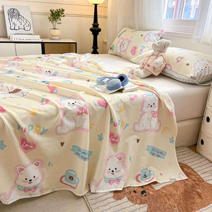 91家纺网 家纺一手货源 找家纺 Sweet dreams甜梦 2025新款全棉纯棉小清新印花床单单品单床单床单单件 萌趣乐园