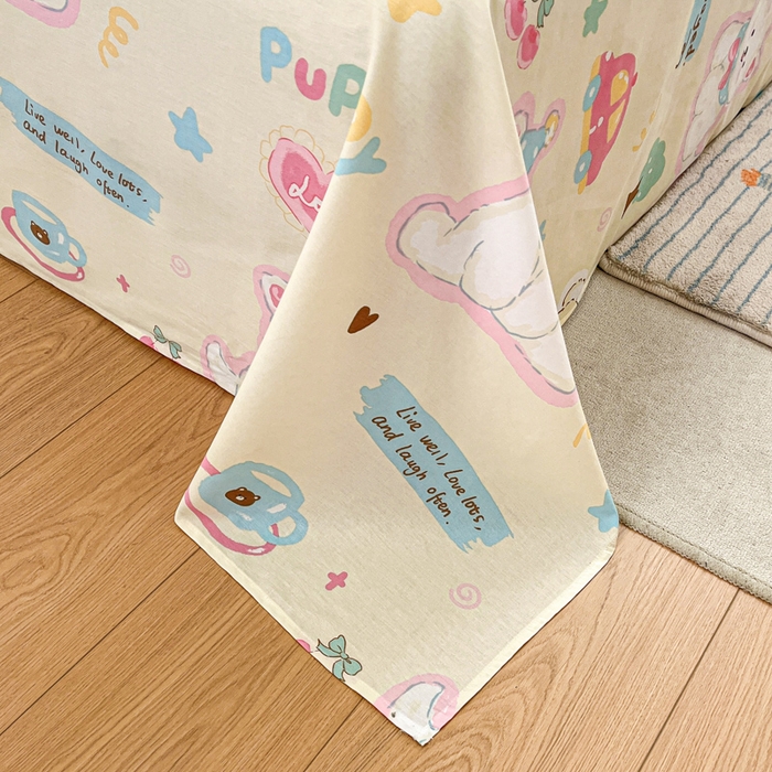 91家纺网 家纺一手货源 找家纺 Sweet dreams甜梦 2025新款全棉纯棉小清新印花床单单品单床单床单单件 萌趣乐园