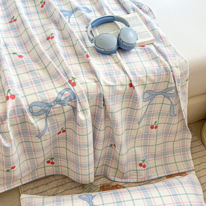 91家纺网 家纺一手货源 找家纺 Sweet dreams甜梦 2025新款全棉纯棉小清新印花床单单品单床单床单单件 蝴蝶结樱桃