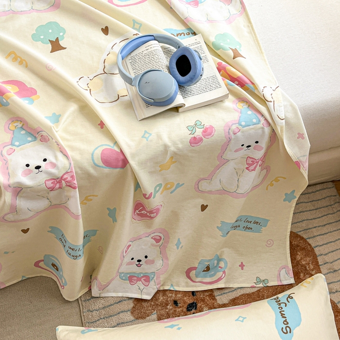 91家纺网 家纺一手货源 找家纺 Sweet dreams甜梦 2025新款全棉纯棉小清新印花床单单品单床单床单单件 萌趣乐园