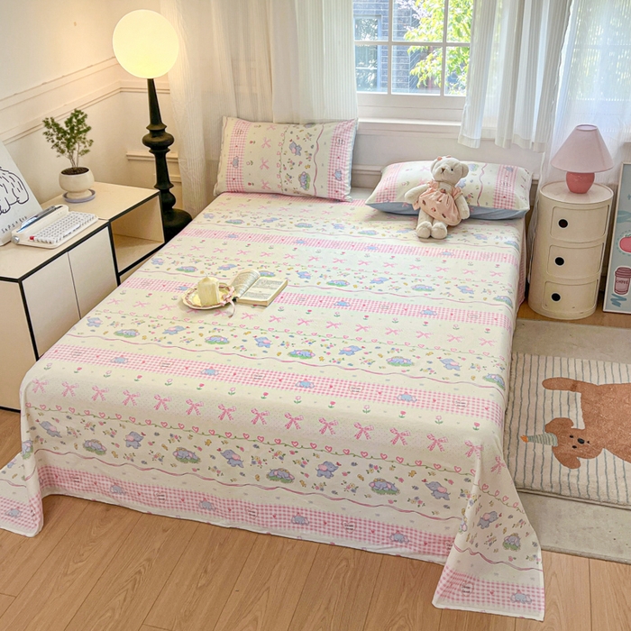 Sweet dreams甜梦 2025新款全棉纯棉小清新印花床单单品单床单床单单件 花花小象