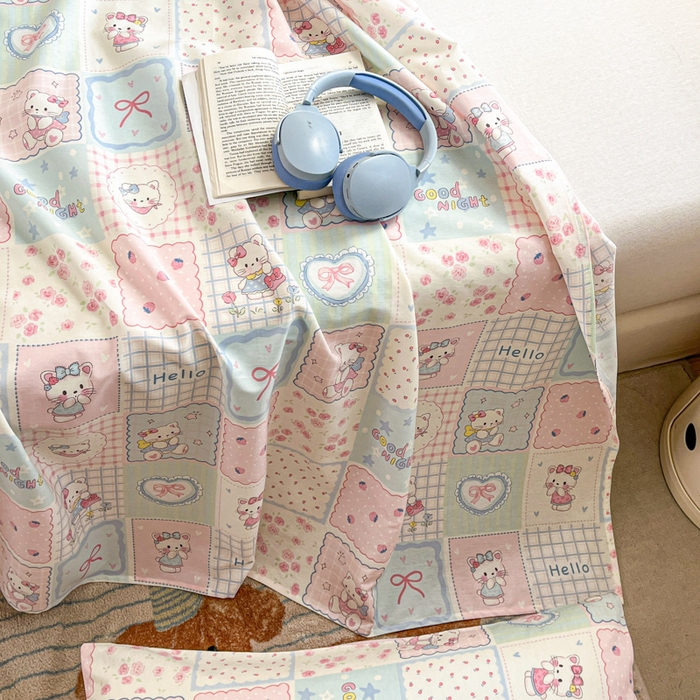 91家纺网 家纺一手货源 找家纺 Sweet dreams甜梦 2025新款全棉纯棉小清新印花床单单品单床单床单单件 格子猫猫