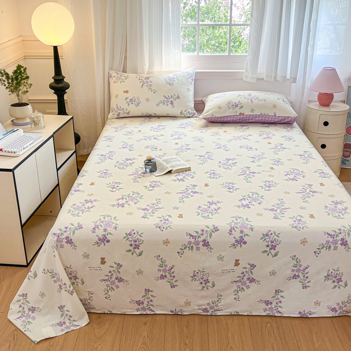 91家纺网 家纺一手货源 找家纺 Sweet dreams甜梦 2025新款全棉纯棉小清新印花床单单品单床单床单单件 小熊花语