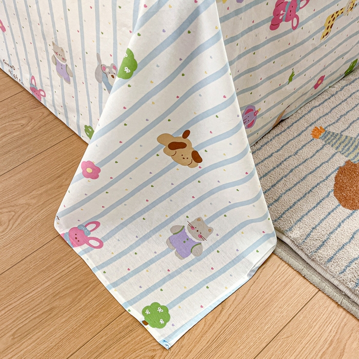 91家纺网 家纺一手货源 找家纺 Sweet dreams甜梦 2025新款全棉纯棉小清新印花床单单品单床单床单单件 奇趣动物园