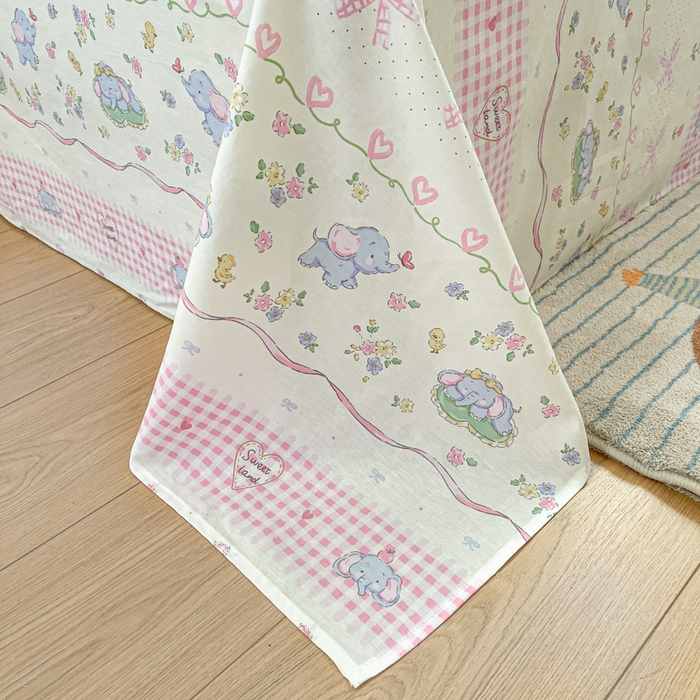 91家纺网 家纺一手货源 找家纺 Sweet dreams甜梦 2025新款全棉纯棉小清新印花床单单品单床单床单单件 花花小象