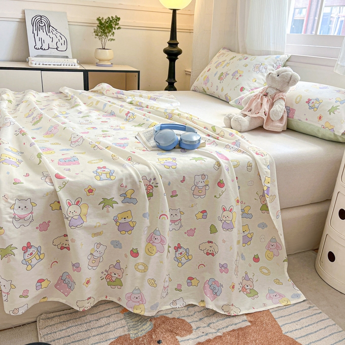 91家纺网 家纺一手货源 找家纺 Sweet dreams甜梦 2025新款全棉纯棉小清新印花床单单品单床单床单单件 可爱趴趴