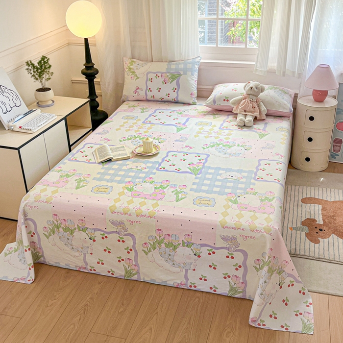 Sweet dreams甜梦 2025新款全棉纯棉小清新印花床单单品单床单床单单件 郁金香小狗