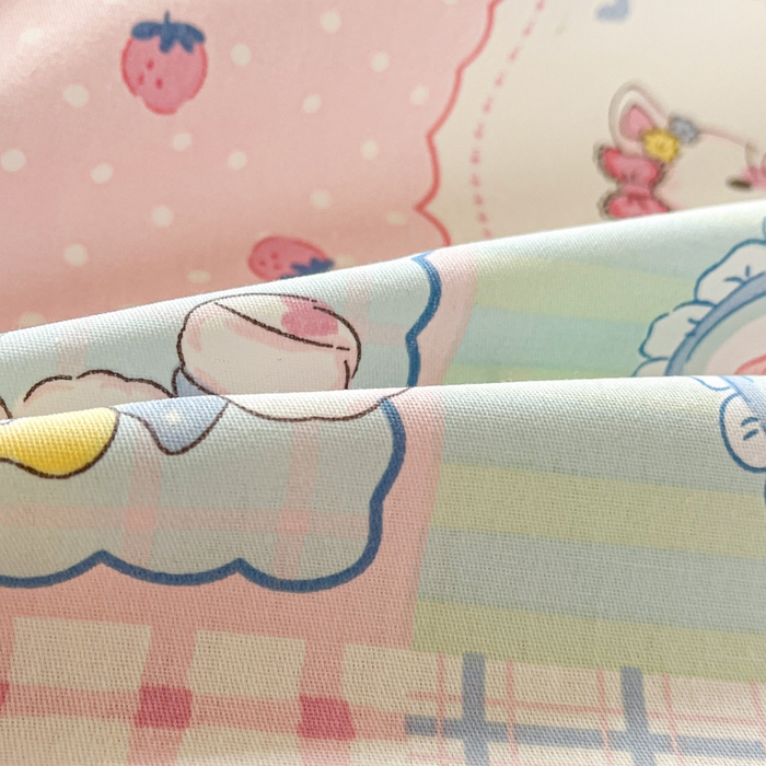 91家纺网 家纺一手货源 找家纺 Sweet dreams甜梦 2025新款全棉纯棉小清新印花床单单品单床单床单单件 格子猫猫