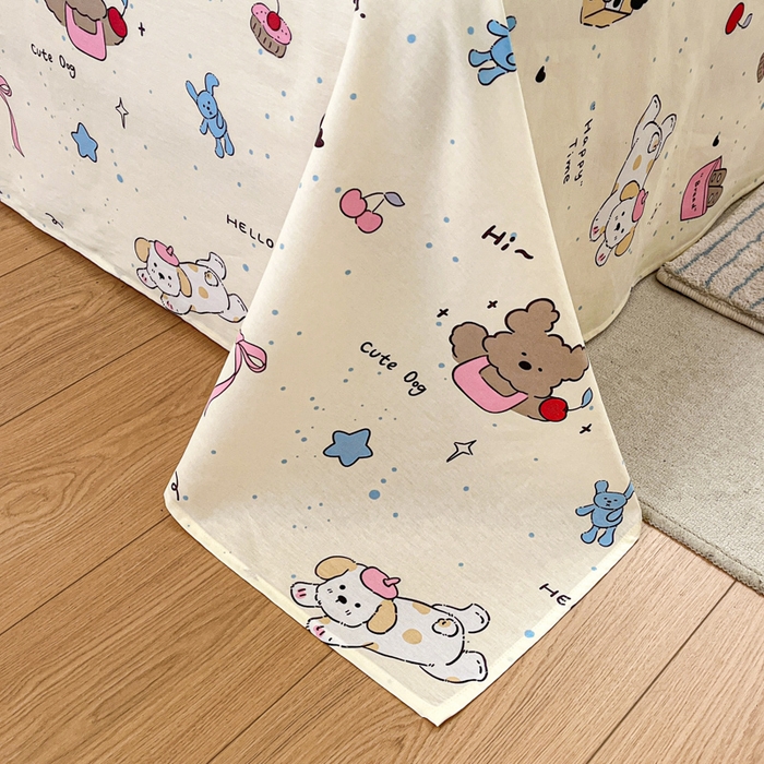 91家纺网 家纺一手货源 找家纺 Sweet dreams甜梦 2025新款全棉纯棉小清新印花床单单品单床单床单单件 动物派对