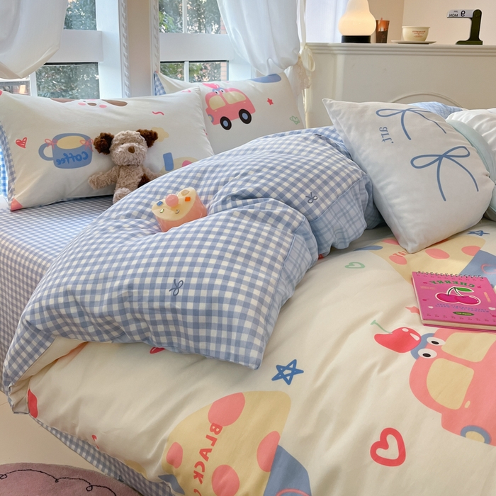 91家纺网 家纺一手货源 找家纺 Sweet dreams甜梦 2025新款全棉纯棉小清新卡通被套单品单被套被套单件 蛋糕猫猫