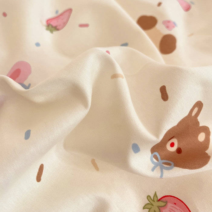 91家纺网 家纺一手货源 找家纺 Sweet dreams甜梦 2025新款全棉纯棉小清新卡通被套单品单被套被套单件 草莓小兔