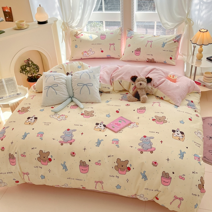 91家纺网 家纺一手货源 找家纺 Sweet dreams甜梦 2025新款全棉纯棉小清新卡通被套单品单被套被套单件 动物派对