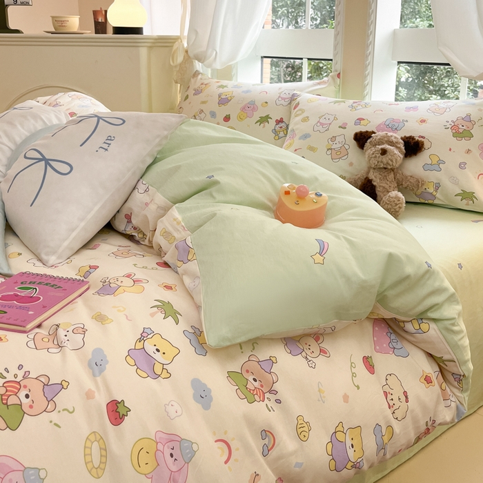 91家纺网 家纺一手货源 找家纺 Sweet dreams甜梦 2025新款全棉纯棉小清新卡通被套单品单被套被套单件 可爱趴趴