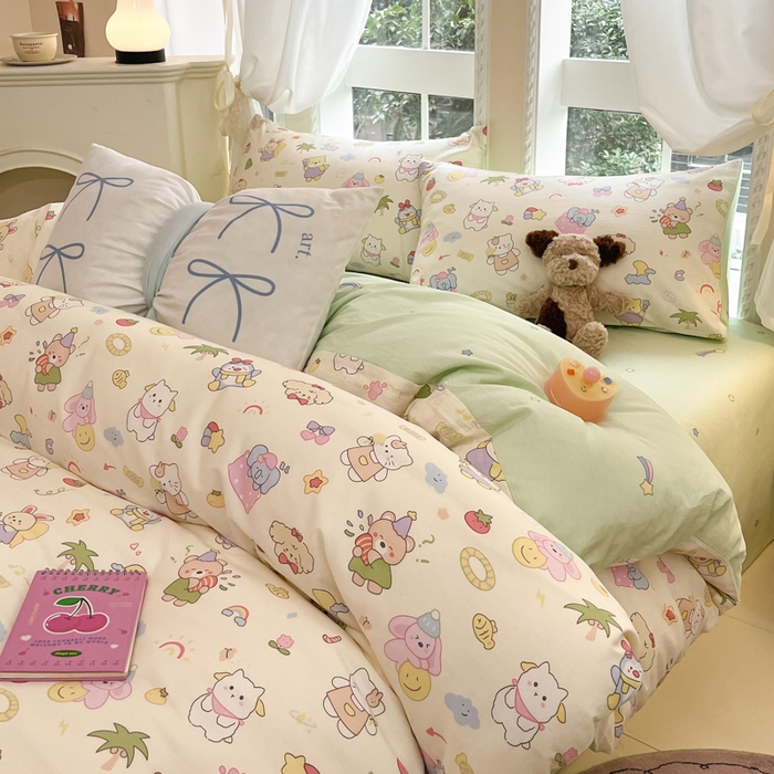 91家纺网 家纺一手货源 找家纺 Sweet dreams甜梦 2025新款全棉纯棉小清新卡通被套单品单被套被套单件 可爱趴趴