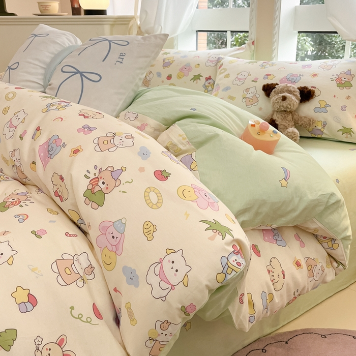 91家纺网 家纺一手货源 找家纺 Sweet dreams甜梦 2025新款全棉纯棉小清新卡通被套单品单被套被套单件 可爱趴趴