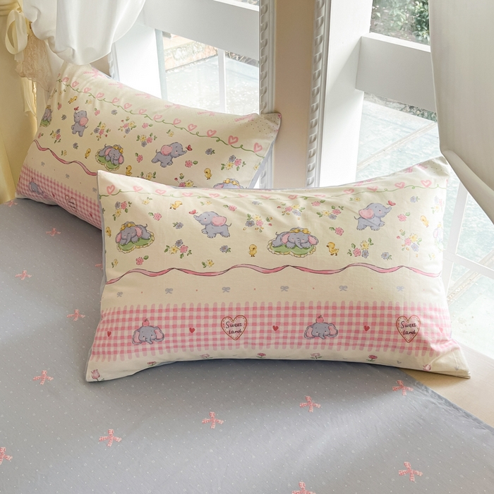 91家纺网 家纺一手货源 找家纺 Sweet dreams甜梦 2025新款全棉纯棉小清新卡通被套单品单被套被套单件 花花小象