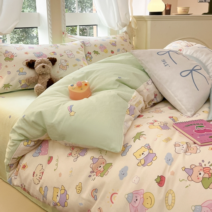 91家纺网 家纺一手货源 找家纺 Sweet dreams甜梦 2025新款全棉纯棉小清新卡通被套单品单被套被套单件 可爱趴趴