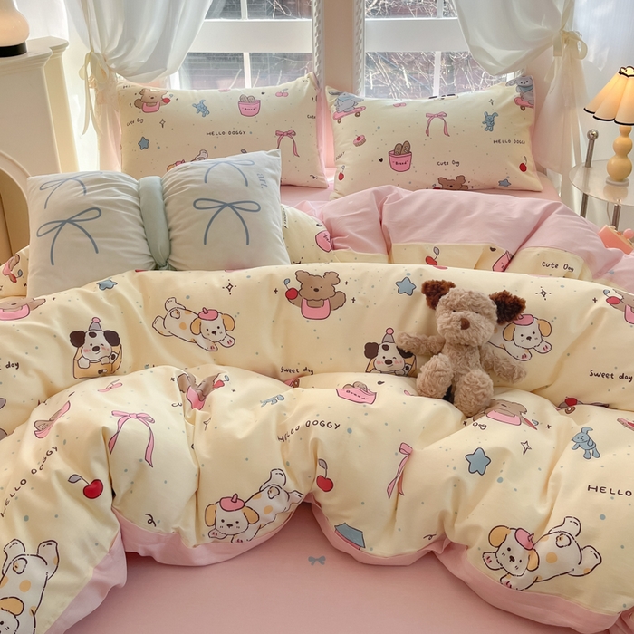 91家纺网 家纺一手货源 找家纺 Sweet dreams甜梦 2025新款全棉纯棉小清新卡通被套单品单被套被套单件 动物派对