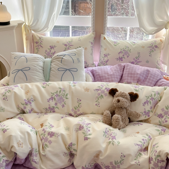 91家纺网 家纺一手货源 找家纺 Sweet dreams甜梦 2025新款全棉纯棉小清新卡通被套单品单被套被套单件 小熊花语