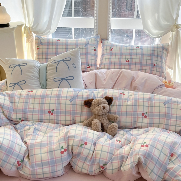 91家纺网 家纺一手货源 找家纺 Sweet dreams甜梦 2025新款全棉纯棉小清新卡通被套单品单被套被套单件 蝴蝶结樱桃