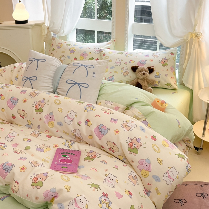 91家纺网 家纺一手货源 找家纺 Sweet dreams甜梦 2025新款全棉纯棉小清新卡通被套单品单被套被套单件 可爱趴趴