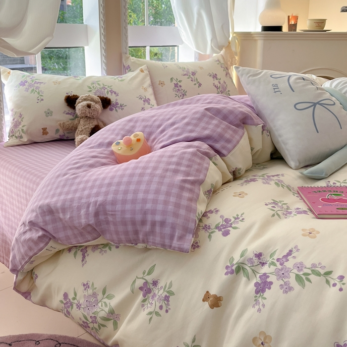 91家纺网 家纺一手货源 找家纺 Sweet dreams甜梦 2025新款全棉纯棉小清新卡通被套单品单被套被套单件 小熊花语