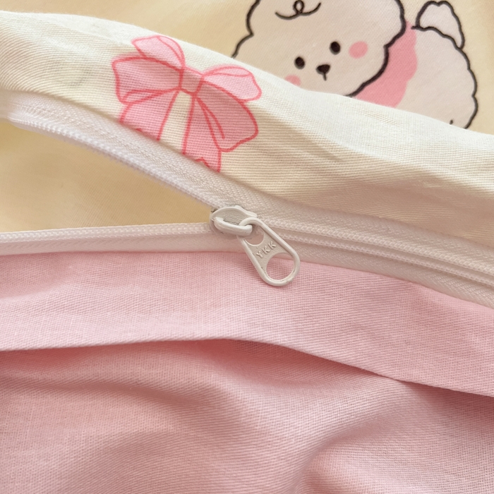 91家纺网 家纺一手货源 找家纺 Sweet dreams甜梦 2025新款全棉纯棉小清新卡通被套单品单被套被套单件 蝴蝶结小狗