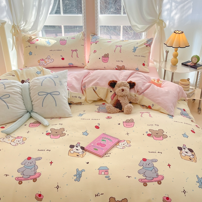 91家纺网 家纺一手货源 找家纺 Sweet dreams甜梦 2025新款全棉纯棉小清新卡通被套单品单被套被套单件 动物派对