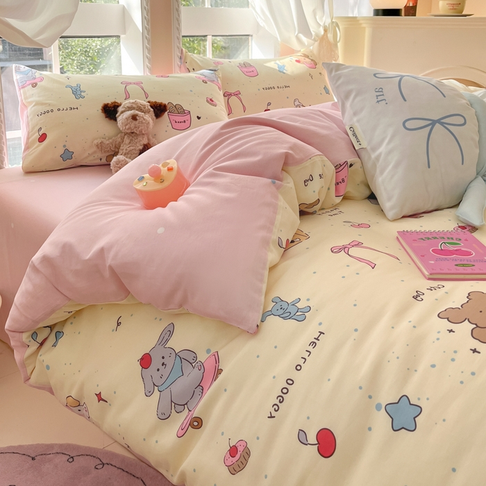 91家纺网 家纺一手货源 找家纺 Sweet dreams甜梦 2025新款全棉纯棉小清新卡通被套单品单被套被套单件 动物派对