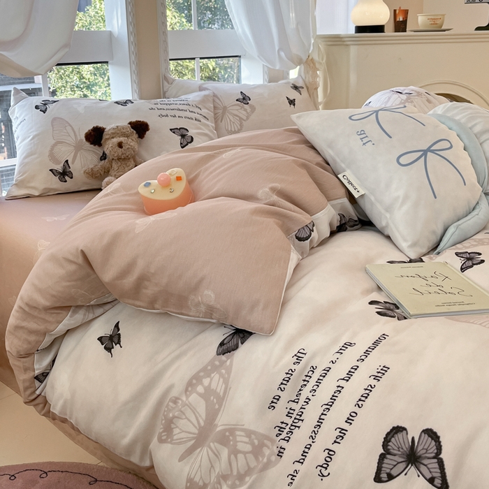 91家纺网 家纺一手货源 找家纺 Sweet dreams甜梦 2025新款全棉纯棉小清新卡通被套单品单被套被套单件 蝶花