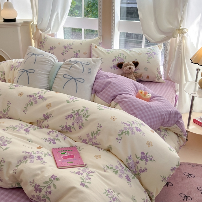 91家纺网 家纺一手货源 找家纺 Sweet dreams甜梦 2025新款全棉纯棉小清新卡通被套单品单被套被套单件 小熊花语