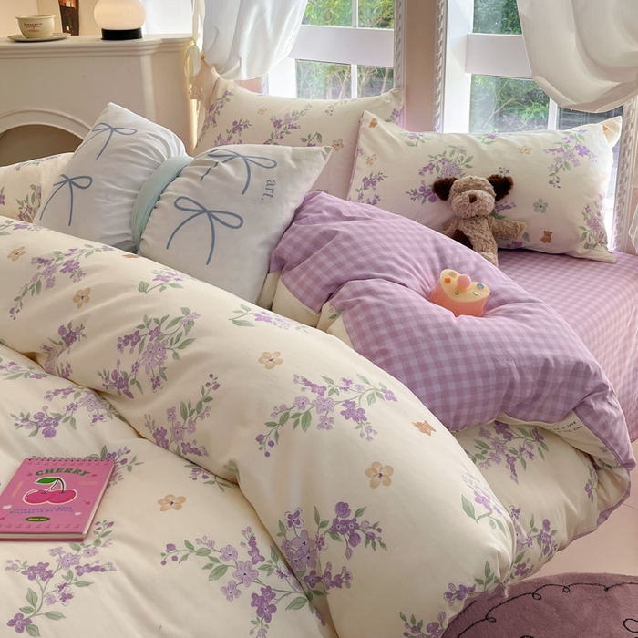 91家纺网 家纺一手货源 找家纺 Sweet dreams甜梦 2025新款全棉纯棉小清新卡通被套单品单被套被套单件 小熊花语